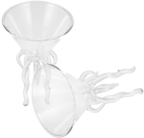 SECFOU Bicchieri da Cocktail a Forma di Polpo in Vetro Trasparente Stelo Alto, Set 2 Pezzi per Feste e Bar, Bicchieri da Mojito Creativi per Ristorazione e Intrattenimento