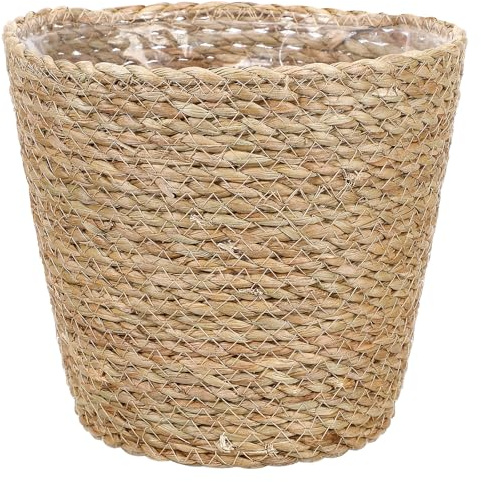HOUDERCO Cesto Fioriera Intrecciato in Paglia, Vaso Decorativo Creativo | Struttura in Pe, Design Artigianale Fresco e Delicato, Uso in Ufficio o Idea Regalo