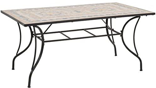 OUTLIV. Mosaik Gartentisch, 160x90 cm, Eisen/Keramik | Eisen/Keramik, 160x90 cm, Schwarz/Mosaik, für Garten und Terrasse