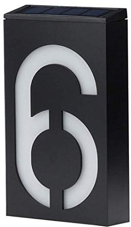 Solar House Number Light,KINGCOO Led Light Up Address Mail Box Door Signs Illumination Doorplate Solar Night Lamp House Number Outdoor Lighting Porch Lights (6)