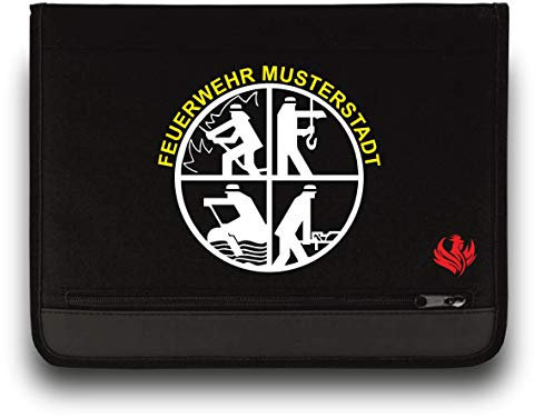 Roter Hahn 112 Personalisierbare Feuerwehr Schreibmappe SM-M00026 Organizer Konferenzmappe Gelb-Weiss