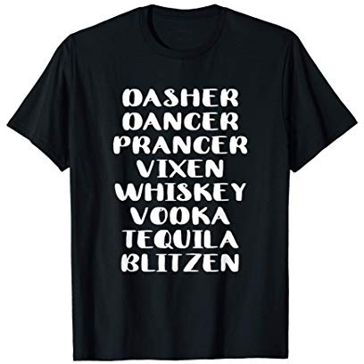 Santa's Reindeer Whiskey Vodka Tequila Christmas Drinking Camiseta