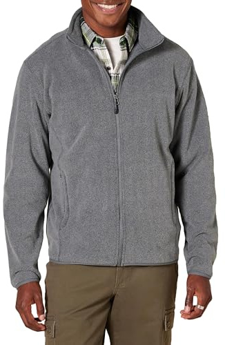 Amazon Essentials Men's Fleecejacka med dragkedja (finns i Big & Tall), Kolsvart ljung, XXL