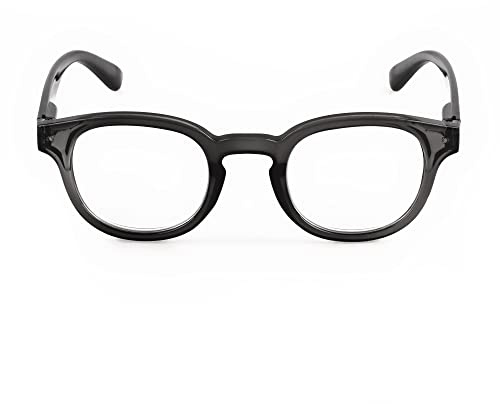 Contacta, Hipstyle Bebop, Occhiali da Lettura per Uomo e Donna, Occhiali Classici e Colorati, Montatura con Aste Flex, Colore Grigio, Diottrie +1,00, Confezione con Sacchetto Portaocchiali, 27g
