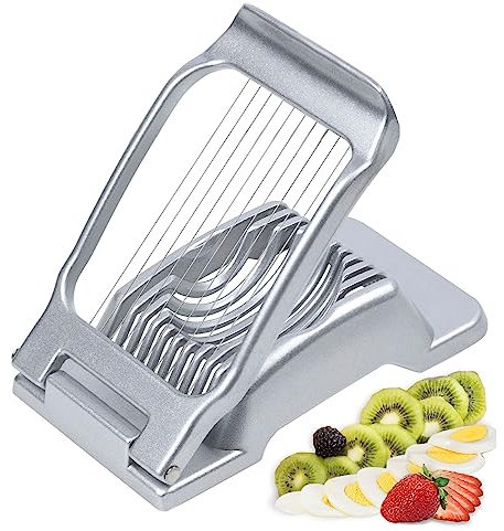 Egg Slicer for Hard Boiled Eggs Heavy Duty Aluminium Egg Cutter with Stainless Steel Wire
