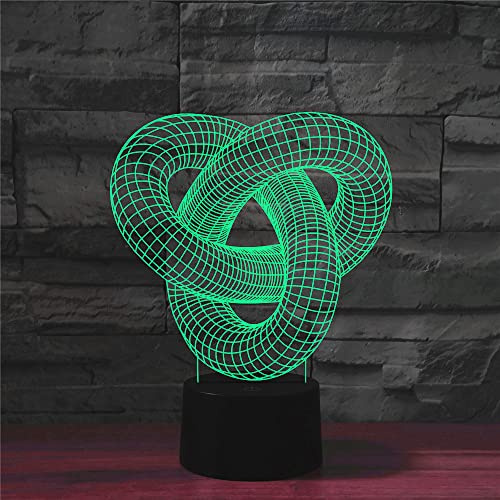 QQY Luce notturna 3D, Lampada da illusione ottica 3D colorata a LED Lampada da tavolo da tavolo con luce notturna USB a sfioramento per i regali dei bambini delle ragazze dei ragazzi (Doppio anello)