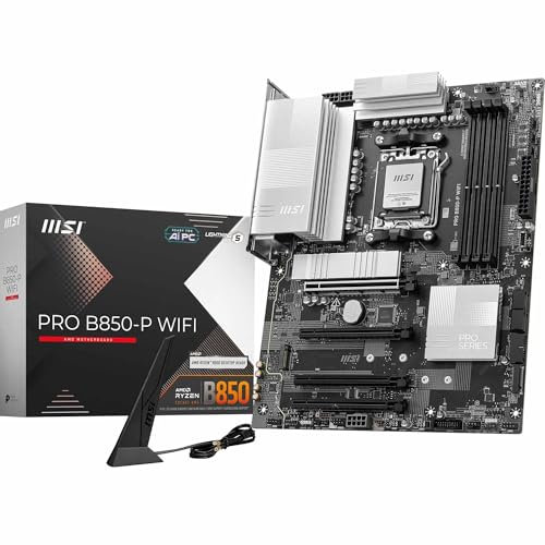 MSI Pro B850-P WiFi Carte mère, ATX - pour processeurs AMD Ryzen 9000/8000 / 7000, AM5 - DDR5 Memory Boost 8200+MT/s (OC), PCIe 5.0 x16 & 4.0 x16, M.2 Gen5, Wi-FI 7, 5G LAN