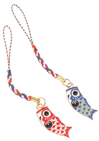 Levemolo 2stücke Anhänger Karpfen Japanisch Style Schlüsselanhänger Handyanhänger Charm Hängender Für Rucksack Telefon Dekoration Geschenk Klein