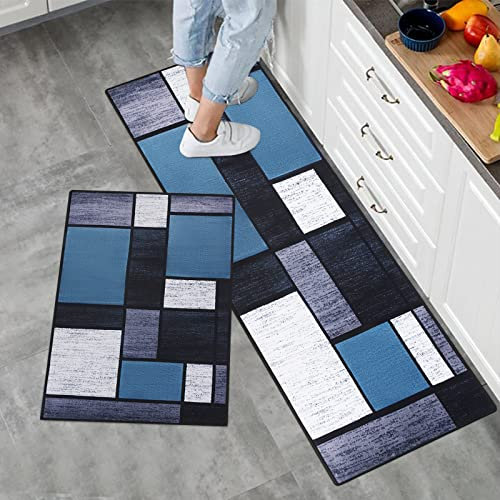 LY4U 2 Pieces Non Slip Kitchen Rug Set, Water Absorbent Floor Mats, Kitchen Carpets and Rugs for Home Dining Room and Entryway,40x60cm + 40x120cm