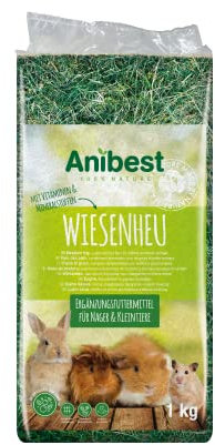 Anibest Wiesenheu, 100 % natürliches Futter für Kaninchen, Hamster, Meerschweinchen sowie andere Nager und Kleintiere, Made in Germany, 1 kg