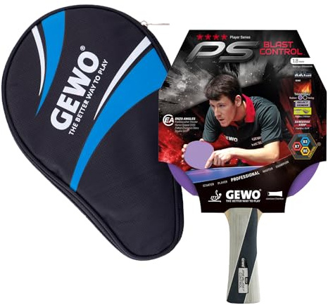 GEWO PS Blast Control Tischtennisschläger & GEWO Tischtennisschläger Hülle mit Ballfach blau - ITTF genehmigter Profi-Tischtennisschläger, konkav, 1,8mm Schwamm