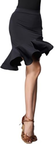 MEECHI Damen Latein Tanzröcke Unregelmäßige Rüschen Latin Dance Skirt Sexy Hohe Taille Schlitz Tanz Rock Für Rumba Samba Tango Jazz, Dancewear Für Training Wettbewerb