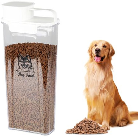 4L Dog Food Storage Container,Airtight Pet Food Container with Lid & Handle,Portable Dog Food Containers Bin for Dry Food,Treats&Biscuits,Rabbit,Cat,Hamster Food Bin BPA-Free/Clear
