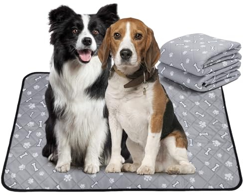 Nobleza Wiederverwendbare Welpenunterlagen, 2er Set Waschbar Haustier-Urinunterlage, 120 x 90 cm Schnell Absorbierend Trainingsunterlagen für Welpen, Alte, oder inkontinente Hunde, rutschfest