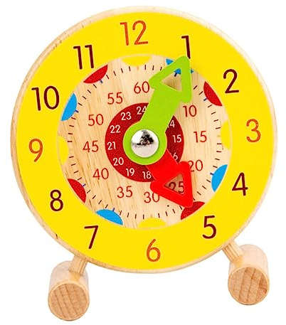 HONMEET Wooden Educational Teaching Clock Cognitive Toy Mini Clock for Toddlers Learning Toys for Year Old