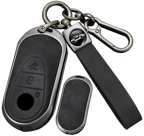 ontto Autoschlüssel Hülle Gehäuse Schlüsselhülle Schlüsselanhänger Leder Schutzhülle Passt für Mercedes C S Klasse C200 W206 GLC X254 300 GLE EQE53 EQS 53 AMG 2023-2025 Schlüsseletui 4 Taste-A Schwarz