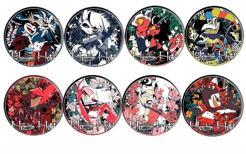 Hazbins Alastor Hotel Tinplate Badge, 8 Pieces Angel Dust Alastor Figure Brooch, Cartoon Cool Pins, Metal, Hazbins Hotels Adam Cosplay Accessories