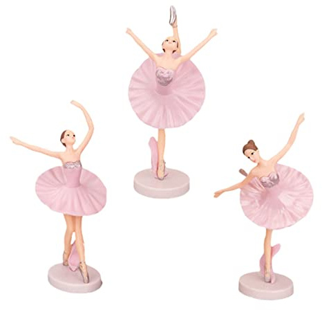 Levemolo 3stücke Ballerina Figuren Aus PVC Mit Rosa Tüllrock Realistische Tanzornamente Für Tortendeko Kinderfreundliche Puppen Für Party Wohnraumgestaltung Handpolierte Langlebige Ballettm