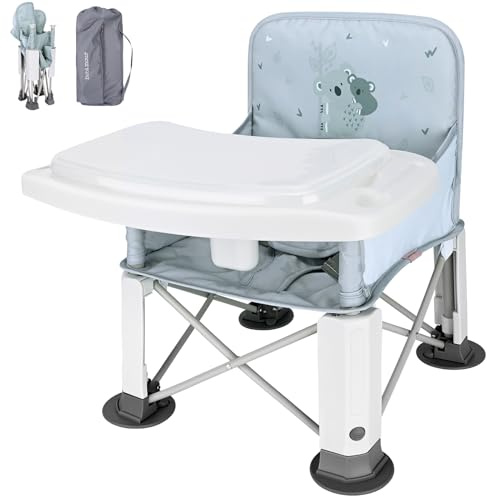 Bebamour Foldable Booster Seat Baby Hochstuhl Portable für Outdoor-Kleinkinder Booster Dining Sitz mit abnehmbaren Tablett Fütterung Stuhl mit Aufbewahrungstasche,Koala