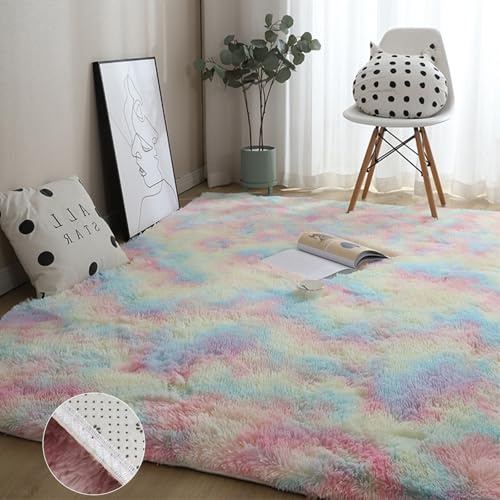 GOUSANG Tappeto in Finta Pelle di Pecora-Agnello 210 x 210 cm Pelliccia Sintetica Soffice Tappeto di Design per Computer, Sedia, Super Morbido, Antiscivolo, Multicolore