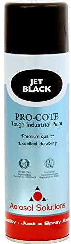 Pro-Cote Jet Black Spray Paint - High-Performance Industrial Acrylic Spray Paint for Metal, Wood & Plastic - Weather & Abrasion Resistant - Fast Drying - Suitable for Overcoating Primers - 500ml