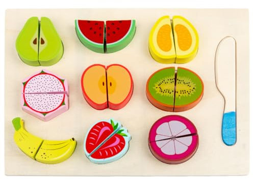 JOINPAYA 1ensemble Jouet Éducatif De Découpe De Fruits pour Garçon Fille De Jouets De Cuisine Colorés pour Jeux De Rôle Apprentissage des Formes Couleurs avec Fruits Carton pour