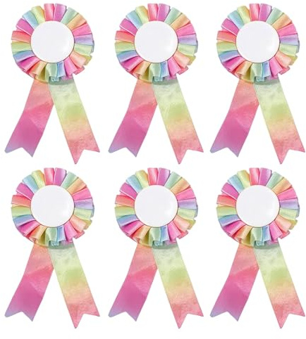 CYXZMYA Pack of 6 tournament bows, tournament bow horse, hobby horse rosettes, rosettes for winner rosettes, tournament bow horse set, for sporting events, classroom, talent shows, DIY parties