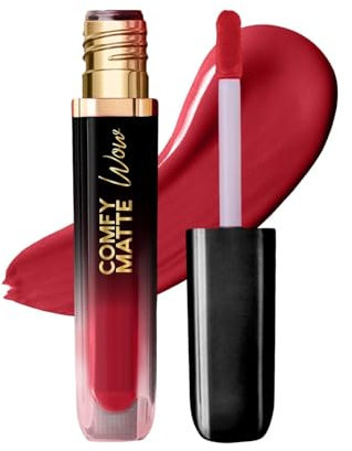 Comf.y Matte Wow Liquid Lipstick Ruby Rouge 03 | One Swipe Application | Highly Pigmented | Comfortable Wear | Glides Smoothly | Long Lasting | Transferproof,3.8ml (Pack Of 1)