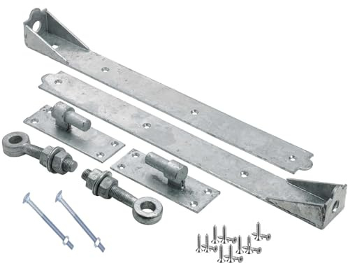 Epsom Door Handle 14 Adjustable Hook and Band Hinges Galvanized Heavy-Duty Gate Door Hinges Rust-Resistant Outdoor Hardware with 12mm Pin