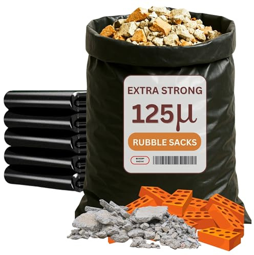 Rubble Sacks Heavy Duty-Rubble Bags Extra Strong 125 Micron-Heavy Duty Garden Waste Bags 20 x 30 inch 100kg Load. Highly Tear Resistant for Construction, Household, Timber and Gravel (25)