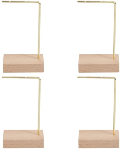 SUNNYCLUE 4 Supports Boucles d'Oreilles Forme L Laiton Doré Base Bois | Pour Bijoux Exposition, Rangement, Décoration Chambre à Coucher, Décoration Entrée, Décoration d'Intérieur
