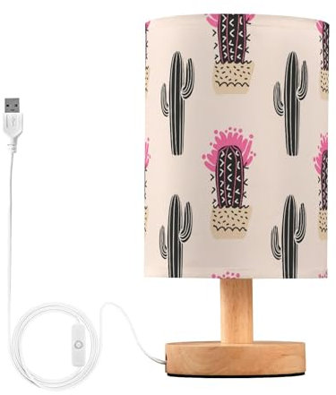 Sevdomey Lampada da comodino a forma di cactus e piante grasse, con porta USB, nessuna lampadina necessaria, luce LED calda per camera da letto, soggiorno, ufficio, lampada da comodino per lettura