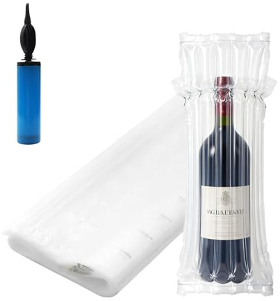 Envasado de botellas de vino Paquete de 20 Bolsas de Botella Reutilizables para Vino - Protector de Botella de Vino para un embalaje y transporte seguros con bomba de aire