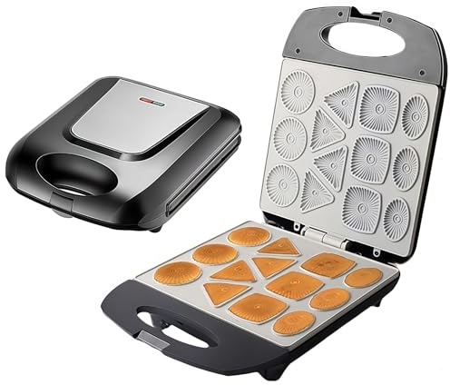 CYTBEK Macchina per biscotti elettrica da 1400 W con 13 piastre antiaderenti per biscotti, scones e waffle black110v