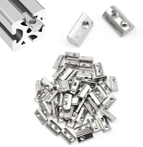 LINTRA 50 Stück Nutensteine M3 Nut 6 T mit Kugel, 20-Serie M3 Nutenstein, Schiebemuttern, Kohlenstoffstahl Nutstein, für Aluprofil C Profil 3D Drucker CNC Europanorm