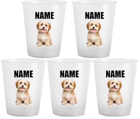 Generisch Personalisierte Matt- Plastikbecher | Partyartikel Anpassbare Muster und Texte | 360ml/480ml | Wiederverwendbar für Feiern/Hochzeiten/Geburtstage（5er Set）