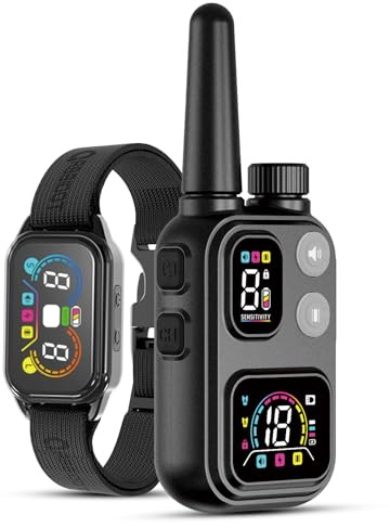 ABBIDOT 2-en-1 Collier De Dressage pour Chien - 8 Sensibilité Collier Anti Aboiement, Portée De 1500m, 4 Modes, Étanche, Rechargeable, Lumière, Verrouillage De Sécurité (Noir)