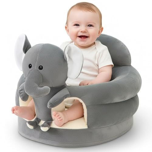 Comebachome Silla para Sentarse para bebés, Lindo Elefante Gris de Dibujos Animados, Silla para Sentarse para bebés, sofá de Felpa para Dormitorio, Sala de Estar, guardería, apartamento, Figürchen