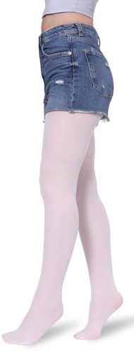 BANANALU Collant sottili per ragazze e bambini, 40 DEN, collant in seta per bambini, collant in nylon, collant color pelle e bianco per ragazze, balletto e danza, Bianco, 122-128