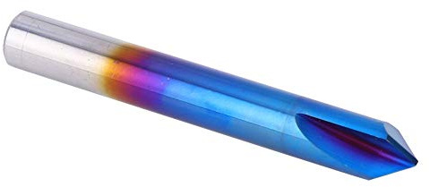 Haofy Fraise en Bout de Chanfrein à 90 Degrés, 2 Cannelures, Revêtement Bleu, en Acier au Tungstène, Mèche de Routeur en Carbure cémenté pour Fraiseuses, Coupe-chanfrein 12x75L (10 * 75L)
