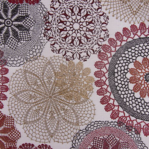 Möbelstoff Polsterstoff Dekostoff Doily Mandala Blumen rot 1,40m Breite
