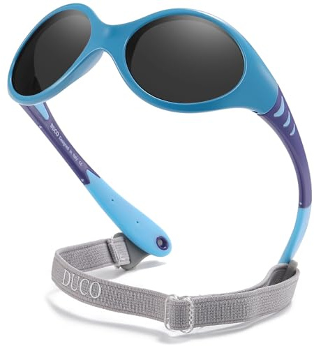DUCO Kinder Sonnenbrille Polarisierte Sportbrille TPEE Flexibeles Gestell für Baby Mädchen oder Junge 0-24 Monate K012 (Blau)