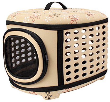 JEELINBORE Stabile Transportbox Sportlich Kleine Transporttasche Hundetasche für Tiere Katze Hunde Faltbare Haustier Tasche (Aprikose, L)