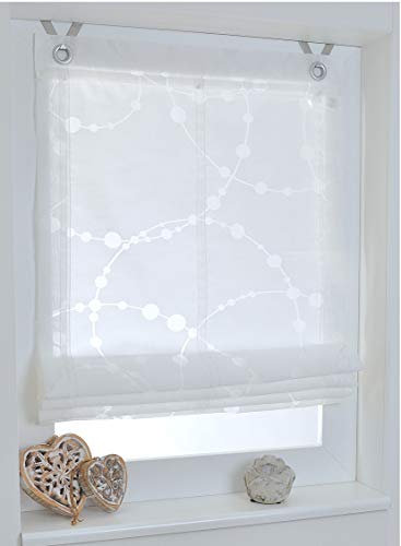 Raffrollo Ösenrollo Cadena Weiss modern Breite ca. 45 x Höhe ca. 140 cm