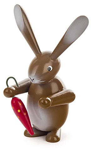 Rudolphs-schatzkiste påskhare kanin brun med paraply H: 9 cm ny Erzgebirge påskfigur påskdekoration