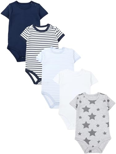 TupTam Baby Body Kurzarm – 5er Set Body Baby aus Baumwolle – Weicher, Atmungsaktiver Kurzarm Body Baby Jungen
