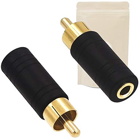 Adaptout 2X Adaptateur Prise RCA Male Fiche Mini Jack 3,5mm Femelle Mono Plaqué Or Minijack Marque FRANÇAISE