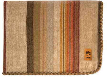 ALPAKITAS Alpaca Wool Blanket - Queen Size Bed - Alpaca Throw - Best Gift & Warm, Lightweight, Couch or Camp - Outdoor - 87 x 64 Inches (Brown)