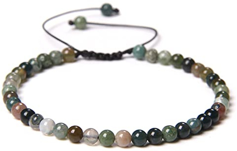 4 mm pärlor flätade armband för kvinnor män mini natursten litet armband justerbara armband smycken, indisk agat