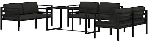 vidaXL Gartenmöbel Set 7-TLG. mit Kissen Ecksofa Tisch Sitzgruppe Sofa Lounge Garten Garnitur Gartenset Gartensofa Aluminium Anthrazit